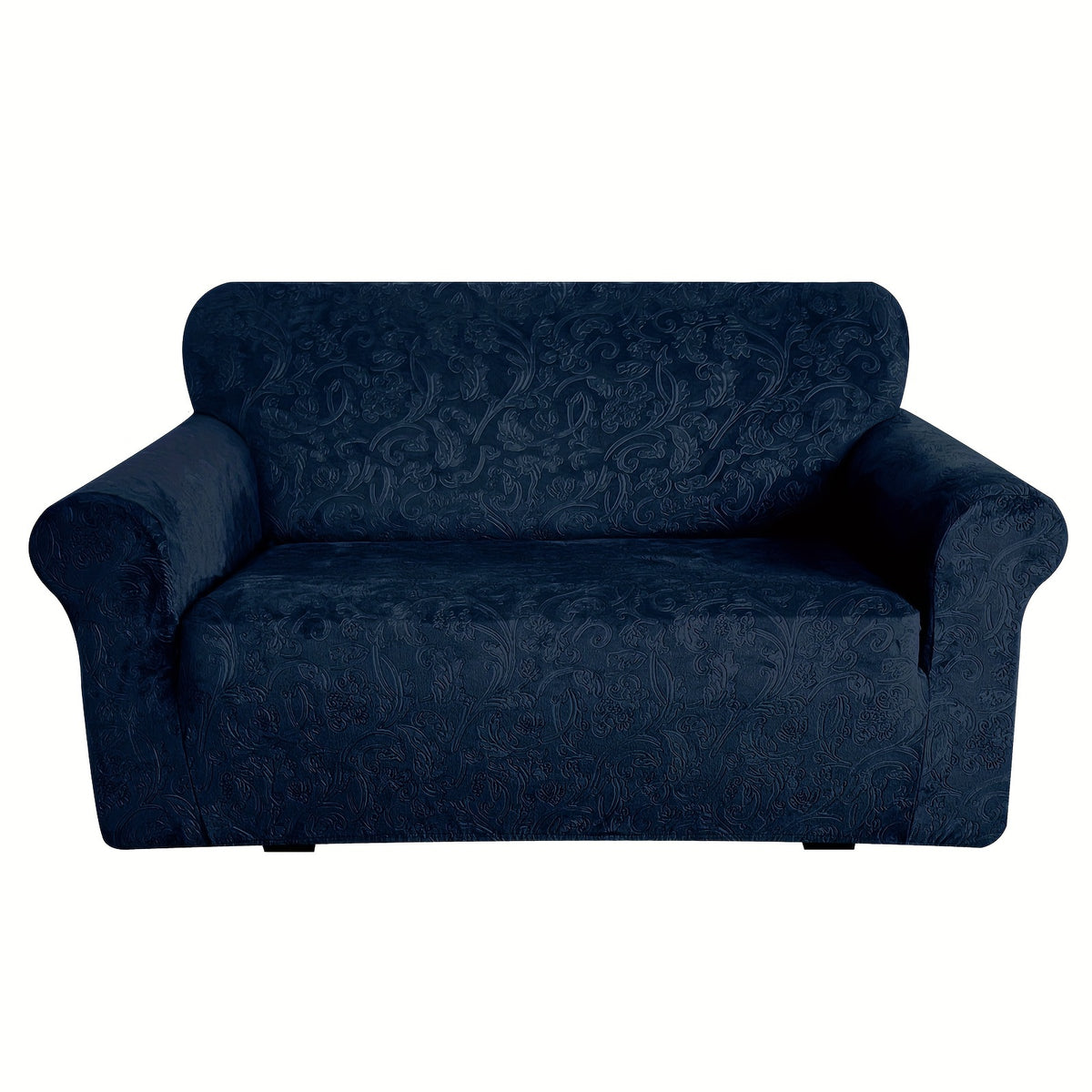 Housse de canapé extensible en velours à motif fleuri anti-griffes, détail de l'ourlet