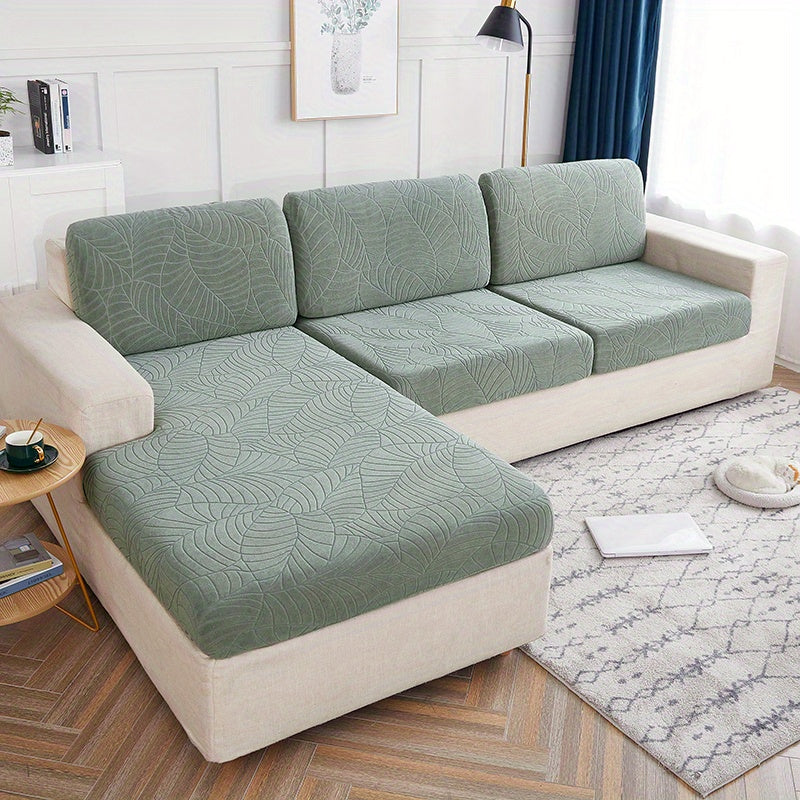 Housse de coussin extensible en velours jacquard, gros plan sur le tissu