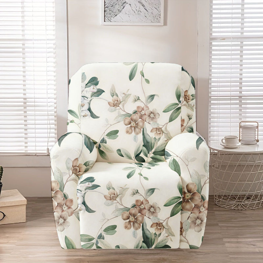 Housse de fauteuil extensible en fibre de lait matelassée à motif feuillage — détail de la matière : fibre de lait Image