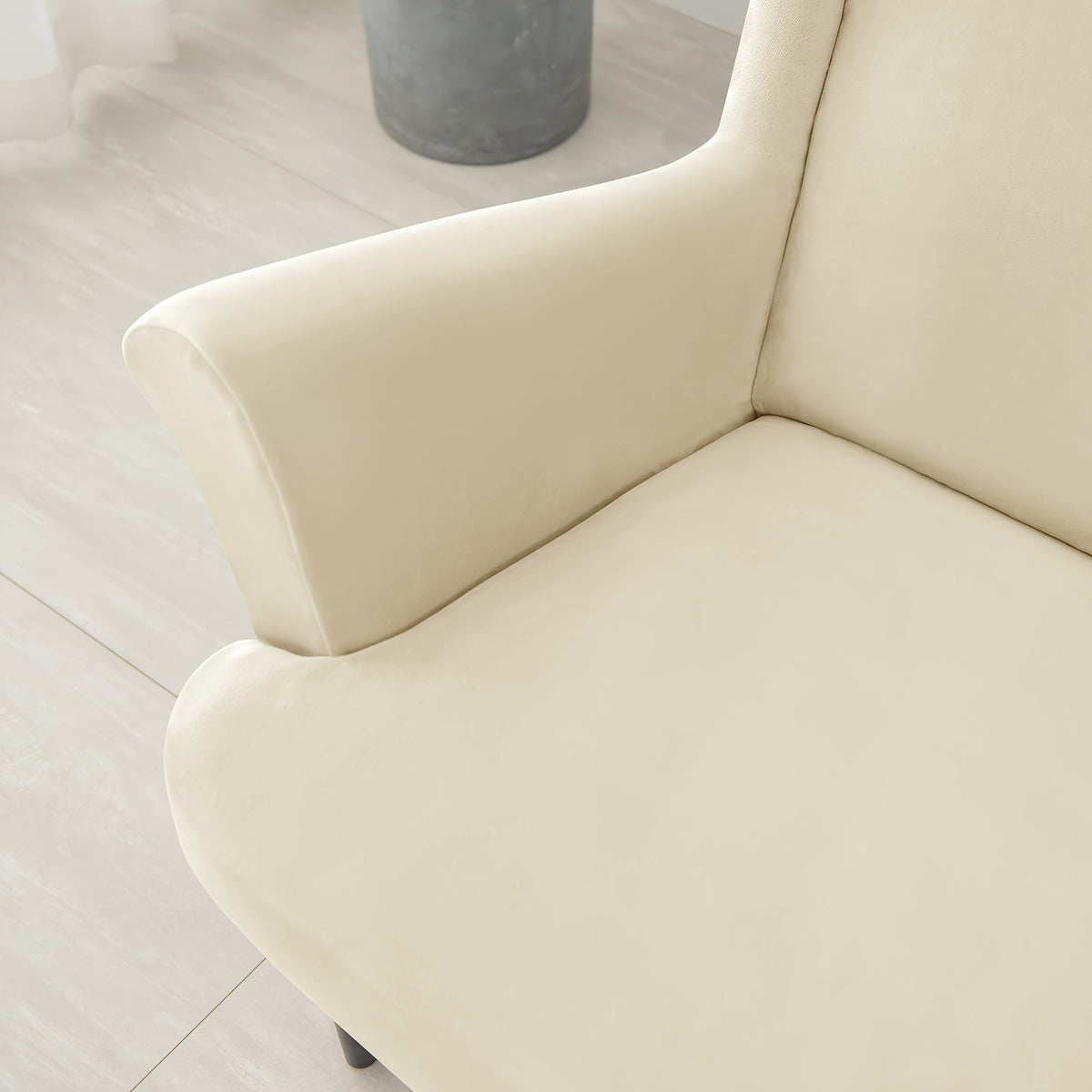 Housse de canapé épaisse extensible en velours pour fauteuil, vue de dos