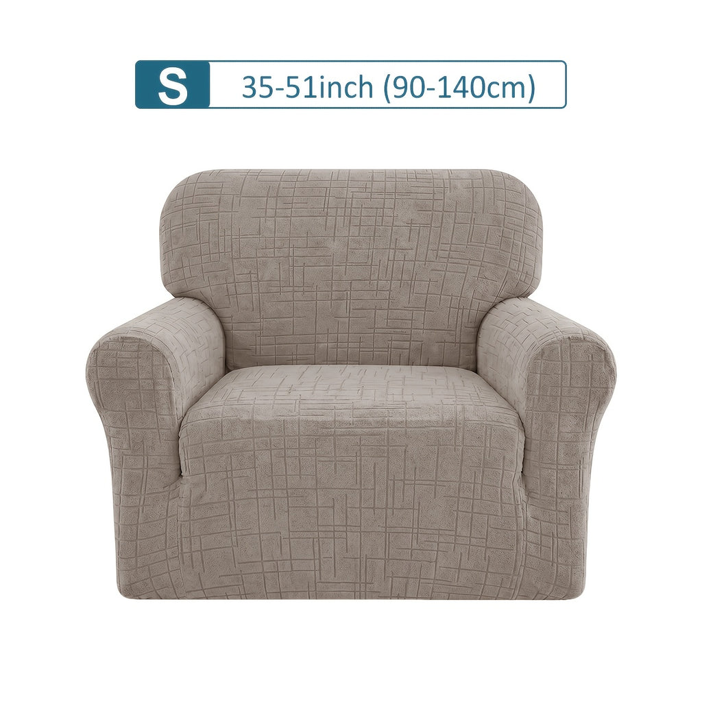 Housse de canapé extensible en polaire jacquard, mise en situation