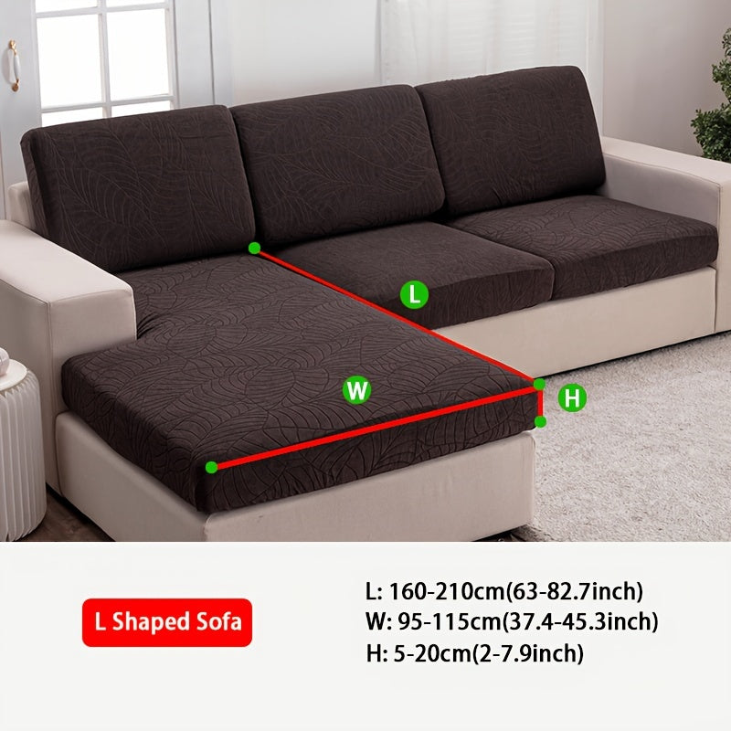 Housse de canapé épaisse extensible en polaire jacquard à motif feuillage, mise en situation