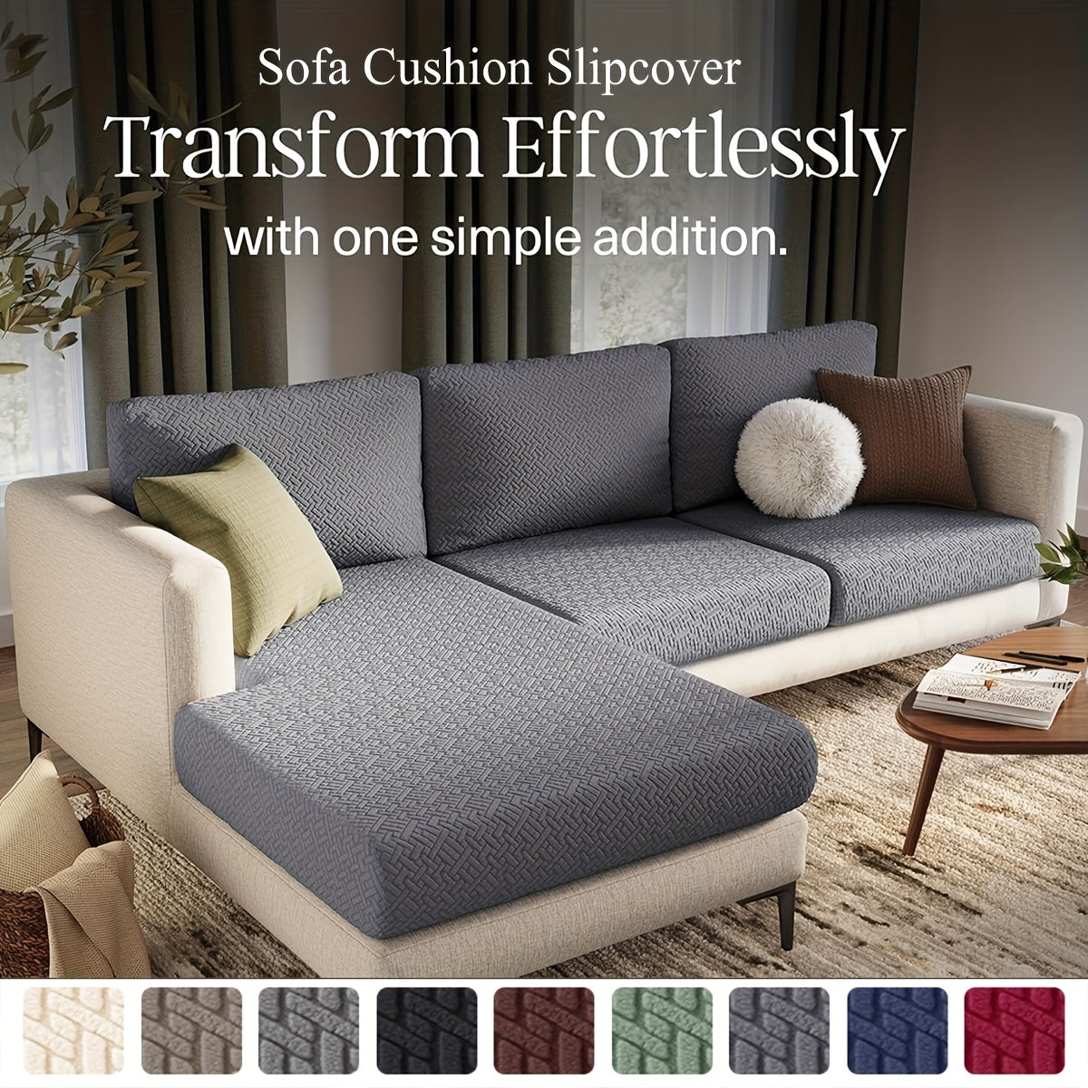 Housse de canapé extensible en polaire jacquard en T — détail de la matière : polaire Image