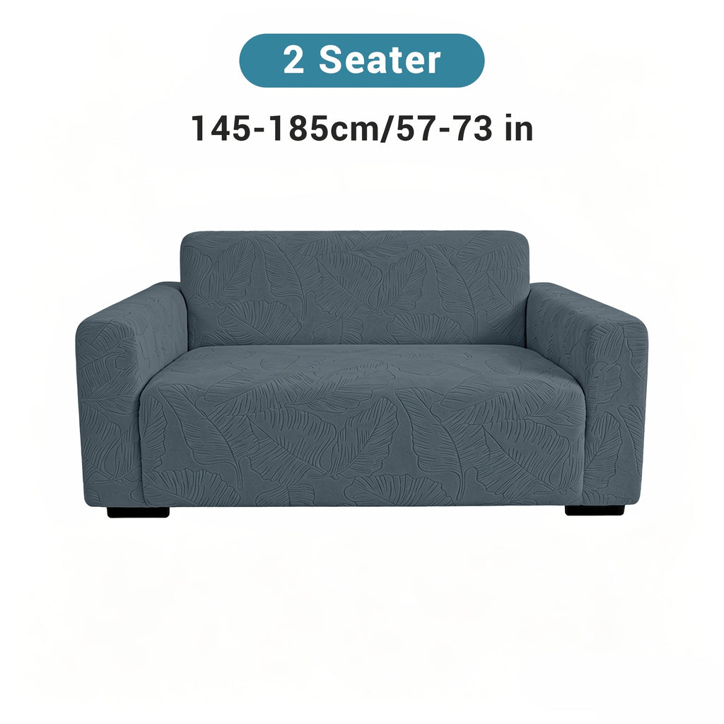 Housse de canapé extensible en polaire jacquard à motif feuillage, gros plan sur le tissu