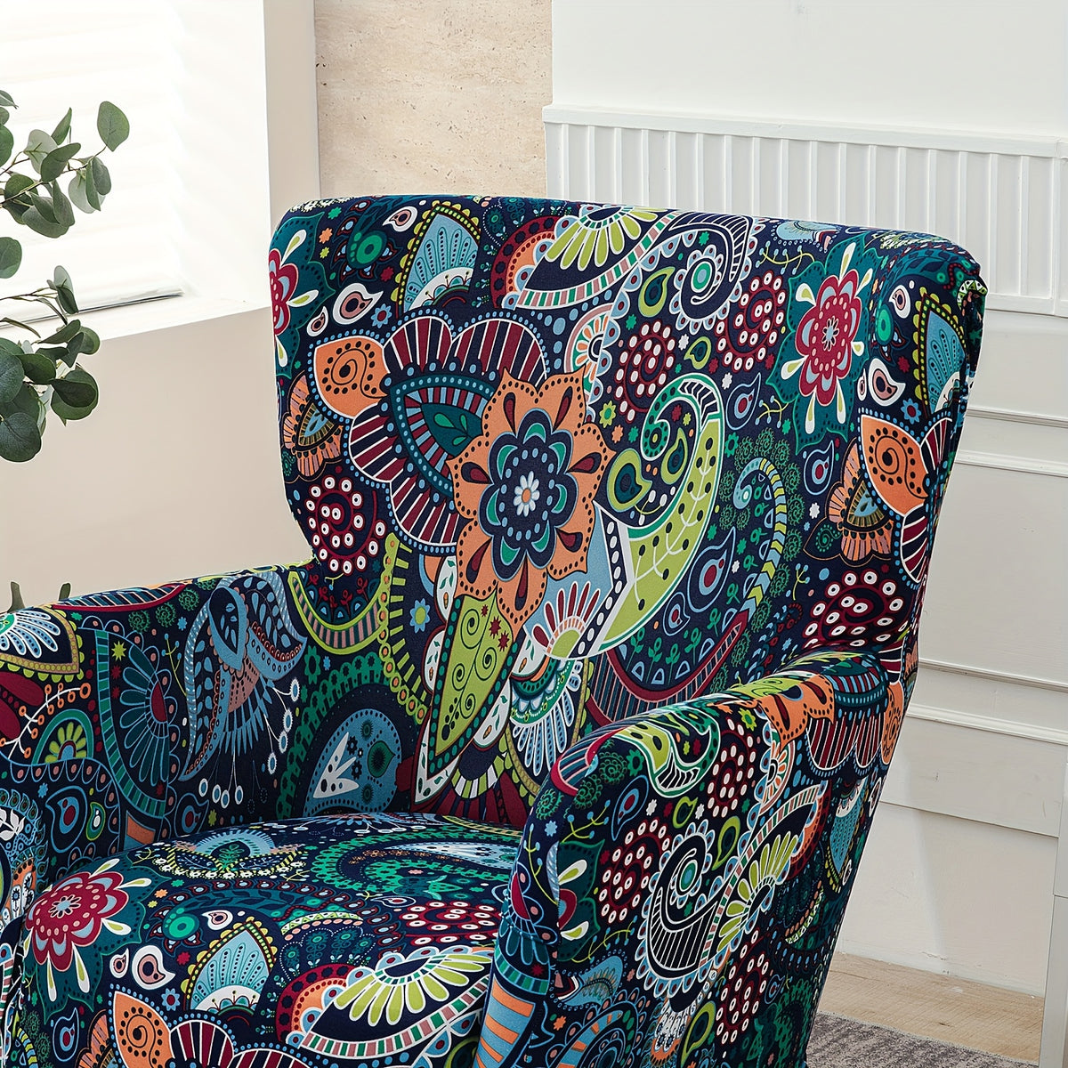 Housse de canapé extensible en fibre de lait d'esprit vintage, vue de dos