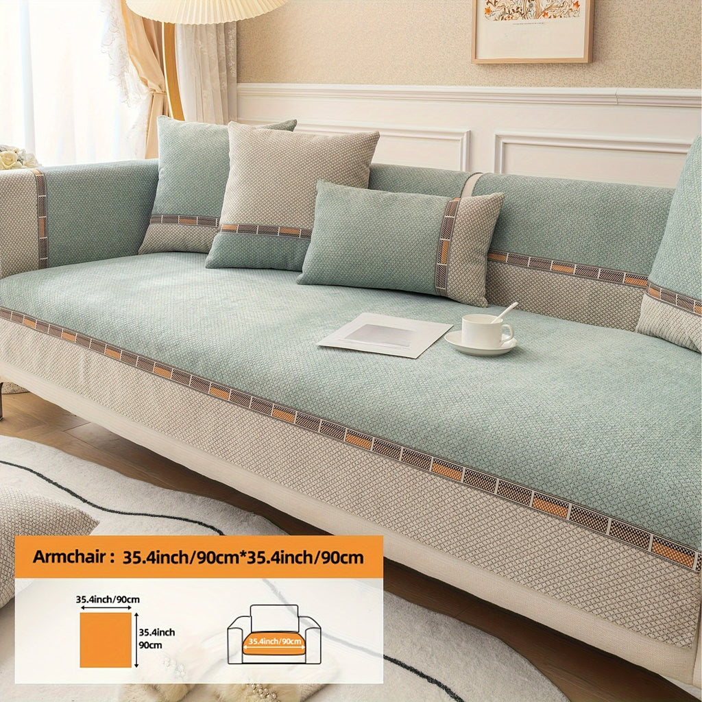 Housse de coussin épaisse en chenille matelassée antidérapante à housses, vue d'ensemble