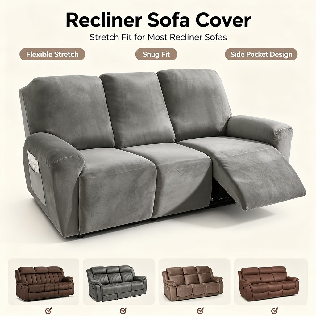 Housse de fauteuil extensible en velours antidérapante, autre coloris