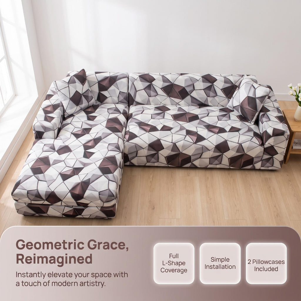 Housse de canapé extensible en fibre de lait matelassée à motif géométrique, visuel produit