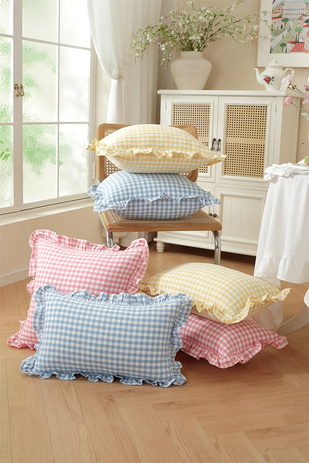 Housse de coussin en coton en fils teints