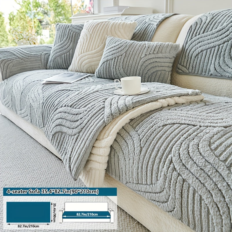 Housse de canapé en velours matelassée antidérapante d'esprit bohème, tissu de 450 à 500 g/m²