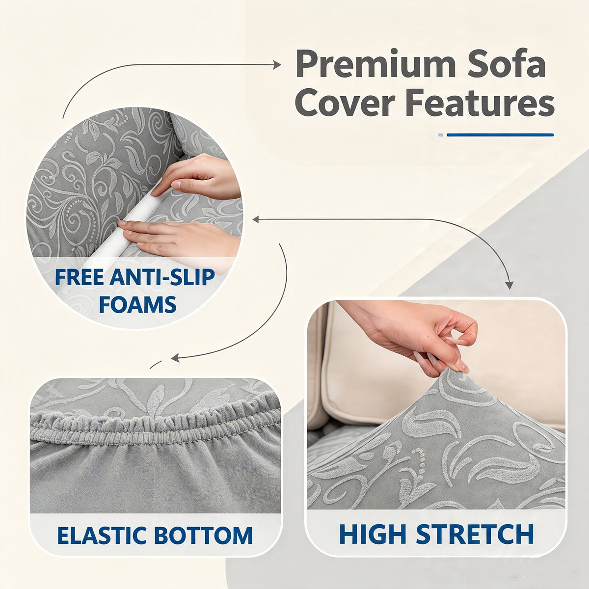 Protection de canapé extensible en polaire jacquard d'esprit vintage, vue d'ensemble