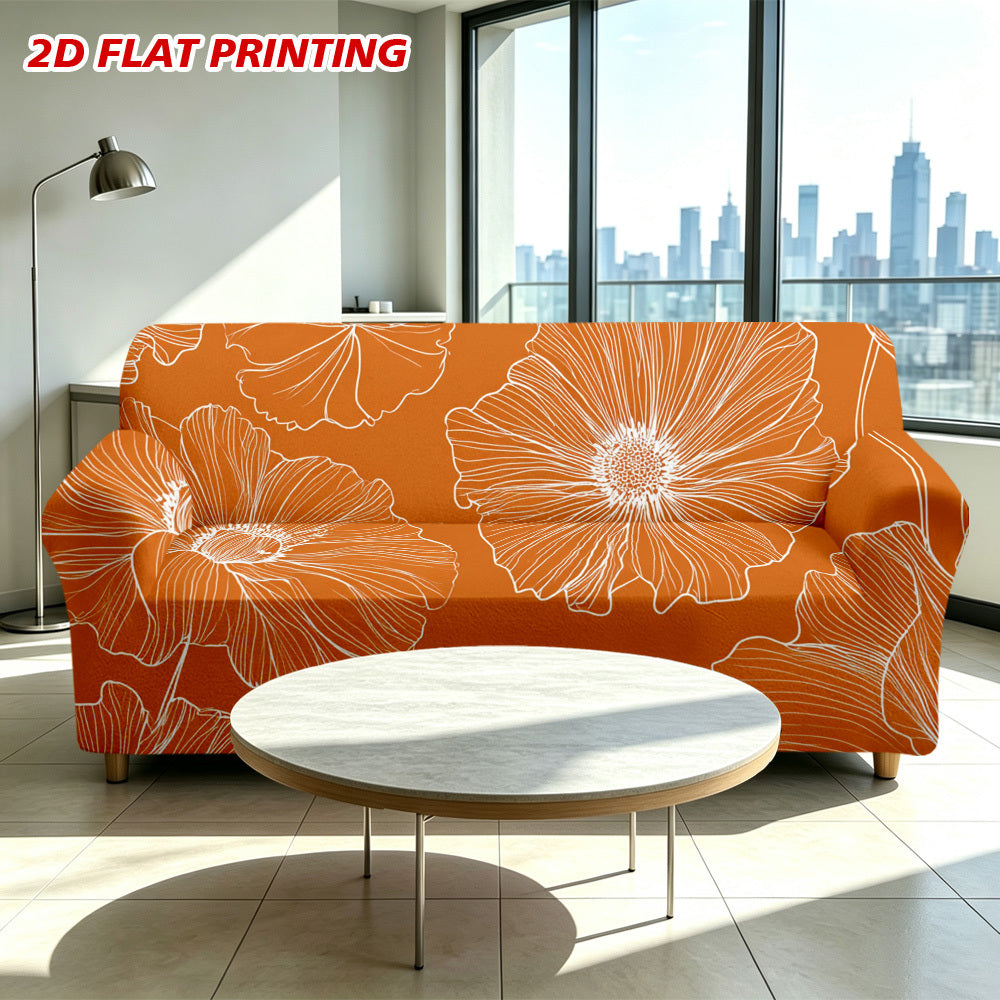 Housse de canapé en velours à motif fleuri au rendu glamour, détail de la finition