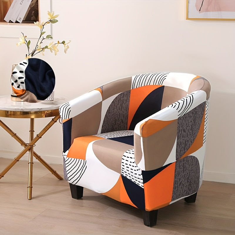 Housse de canapé extensible en fibre de lait à motif géométrique pour fauteuil, mise en situation