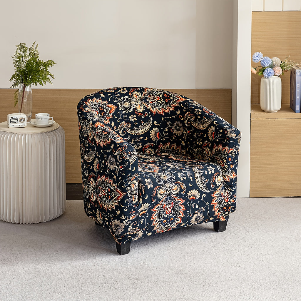Housse de canapé extensible en fibre de lait imprimée d'esprit vintage, détail de la finition
