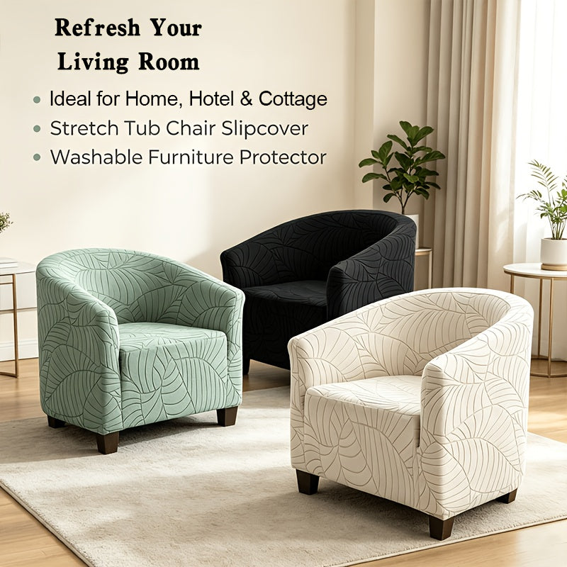 Housse de chaise en polaire jacquard à motif feuillage avec poche de rangement, détail de l'ourlet