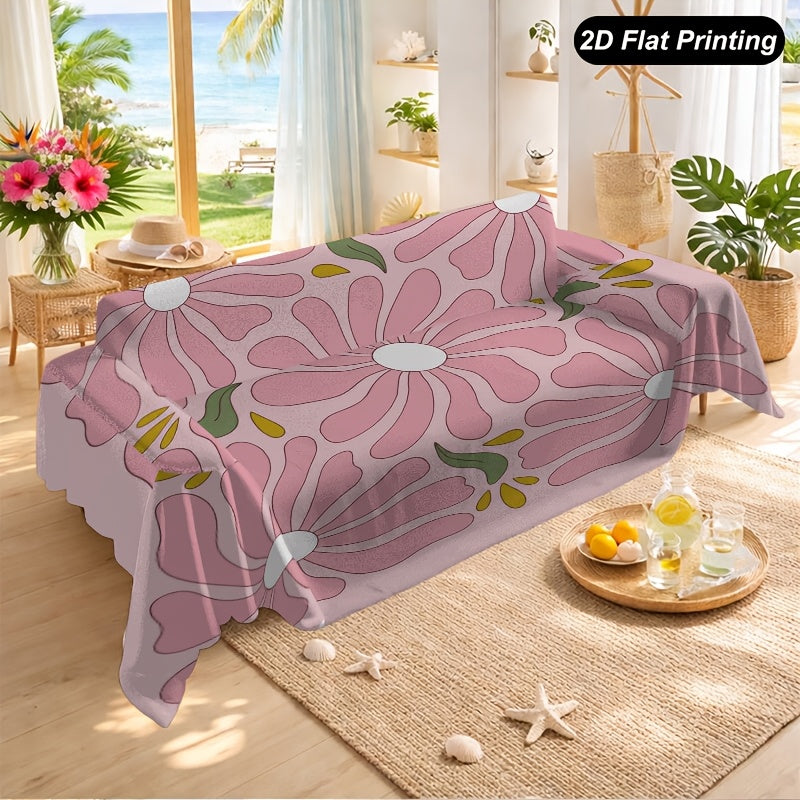 Housse de canapé épaisse en peluche à motif fleuri d'esprit vintage, mise en situation