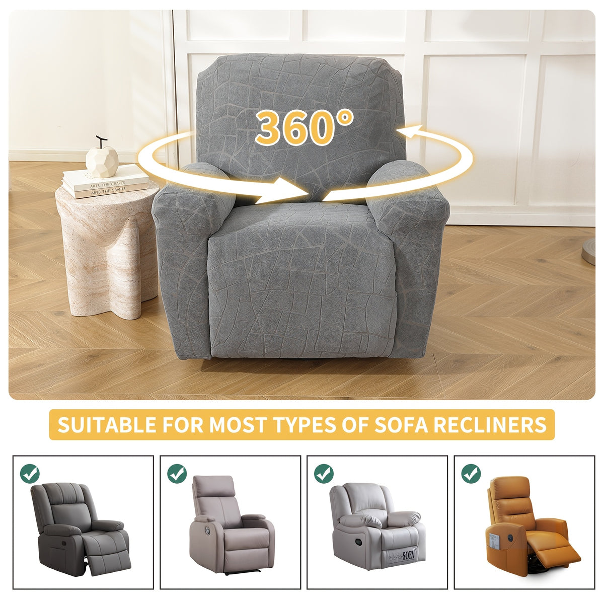 Housse de canapé extensible en polaire jacquard antidérapante à housses, mise en situation