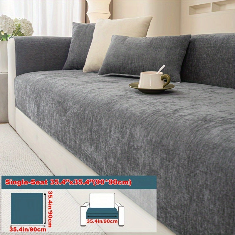 Housse de coussin épaisse en chenille antidérapante, vue de dos