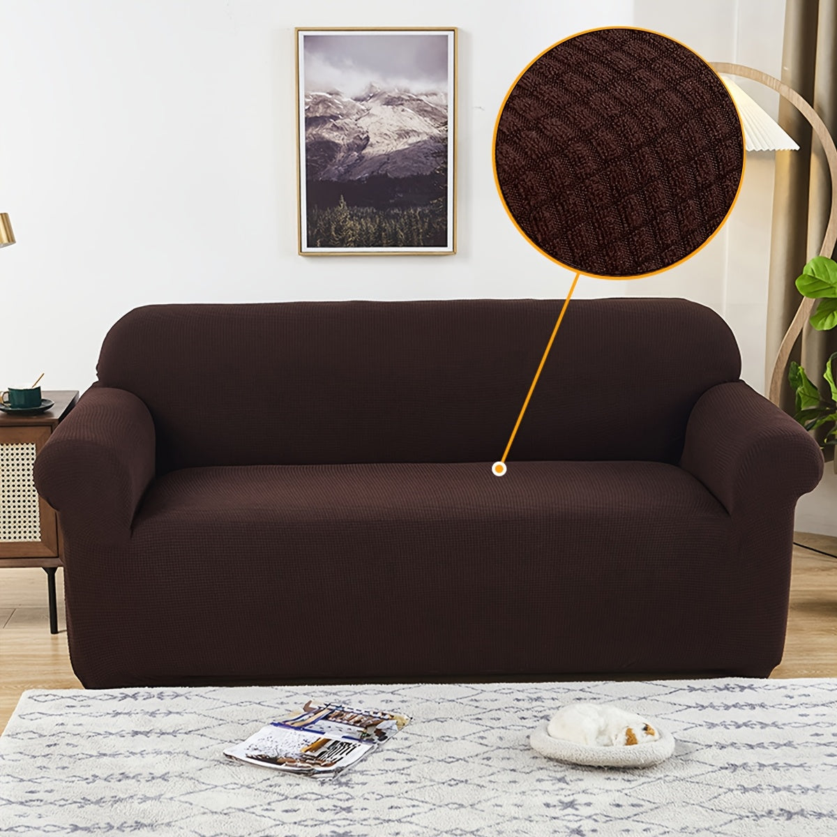 Housse de canapé épaisse extensible en polaire jacquard, tissu de 200 à 250 g/m²