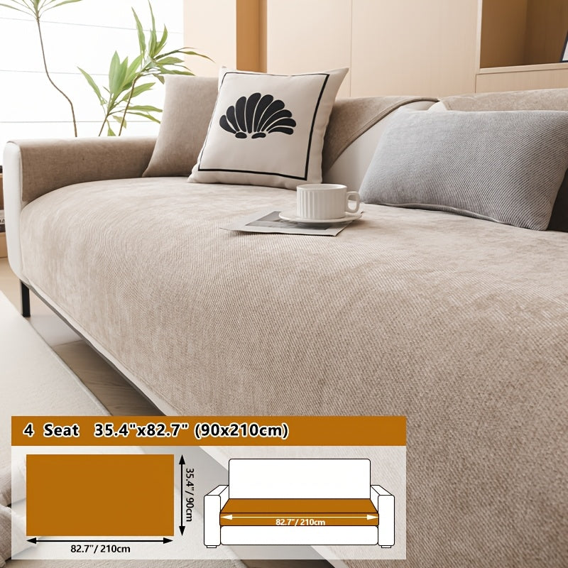 Housse de coussin épaisse en chenille antidérapante, gros plan sur le tissu
