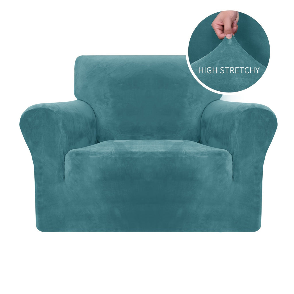 Housse de canapé extensible en velours jacquard antidérapante d'esprit vintage, vue d'ensemble
