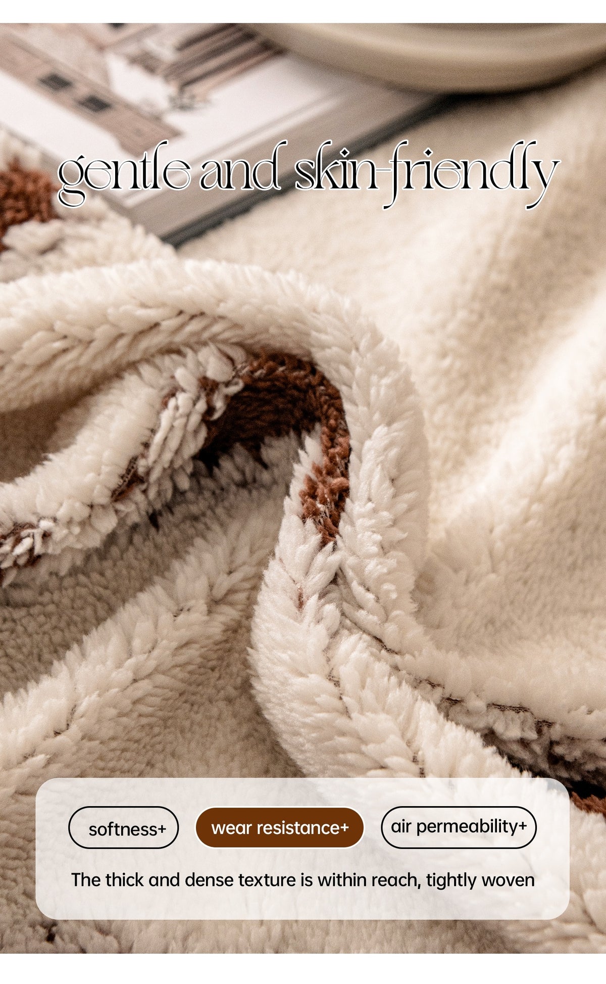 Housse de coussin en velours jacquard antidérapante, détail de la finition