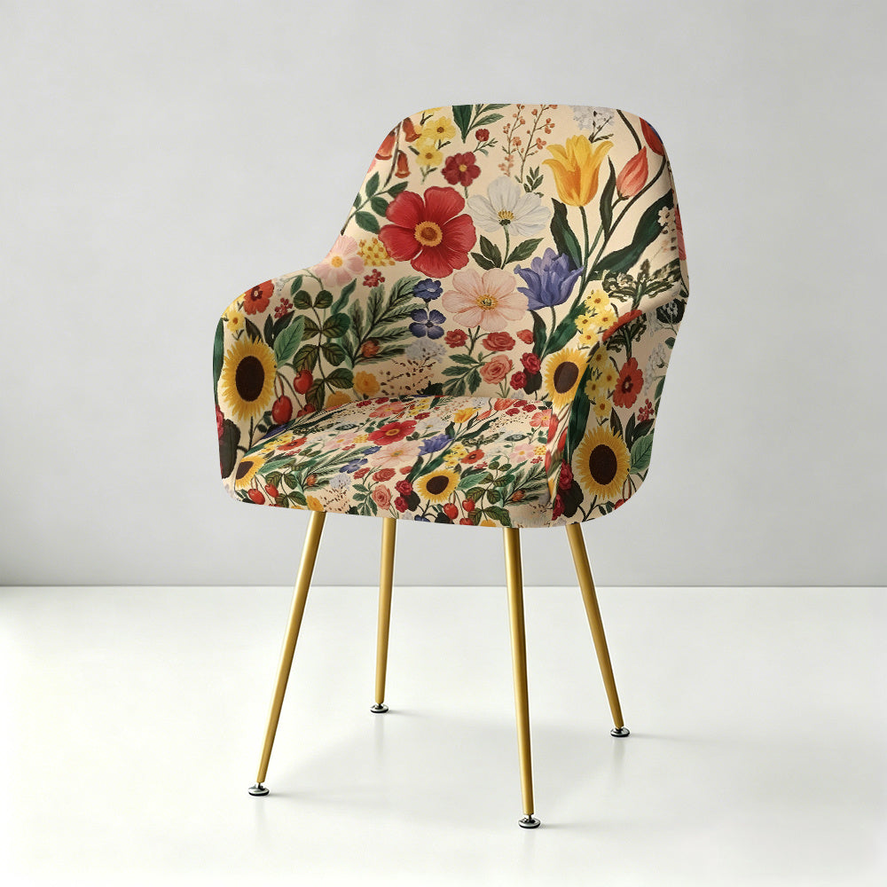 Housse de fauteuil extensible en fibre de lait imprimée à motif fleuri, gros plan sur le tissu