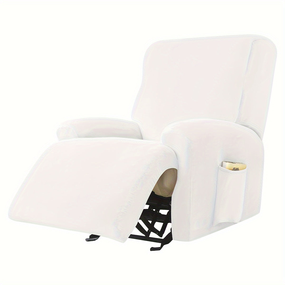 Housse de canapé extensible en velours à housses séparées pour fauteuil, mise en situation