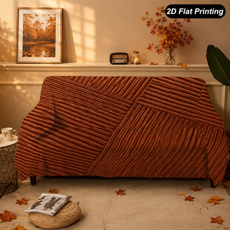 Housse de canapé épaisse en peluche imprimée d'esprit vintage, tissu de 280 g/m²