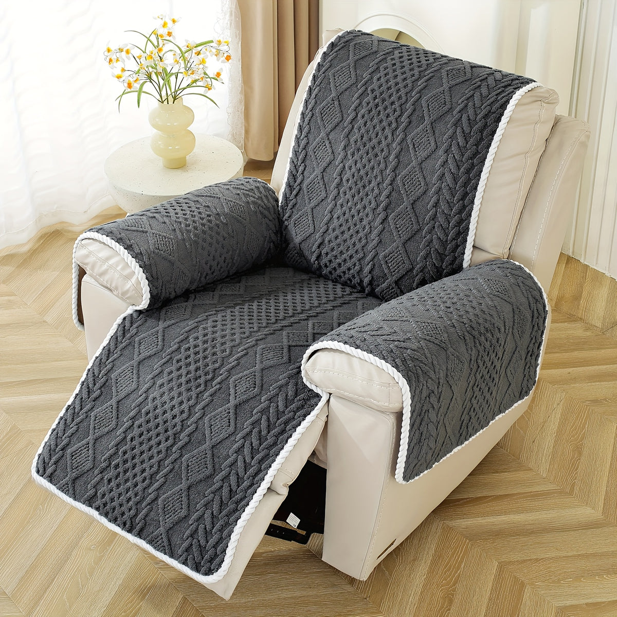 Housse de canapé en velours jacquard pour fauteuil, détail de la finition
