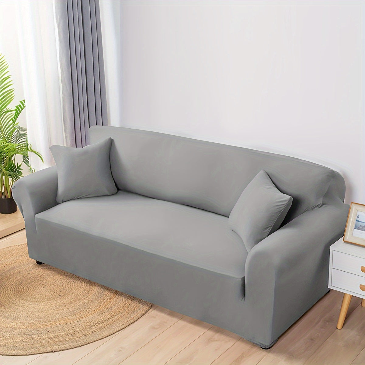 Housse de canapé épaisse extensible en fibre de lait, gros plan sur le tissu