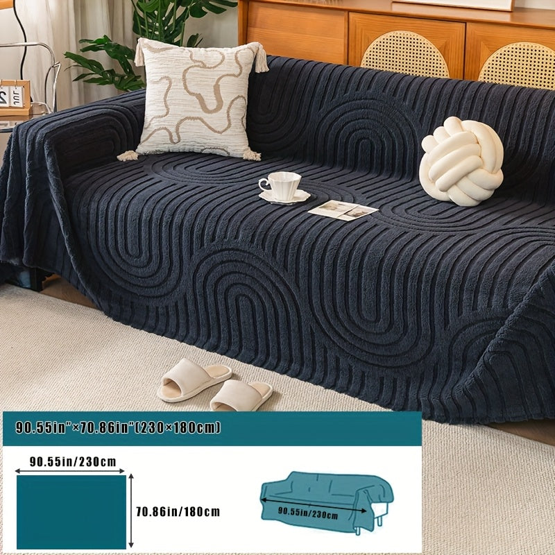 Housse de canapé épaisse en velours jacquard d'esprit vintage, autre coloris