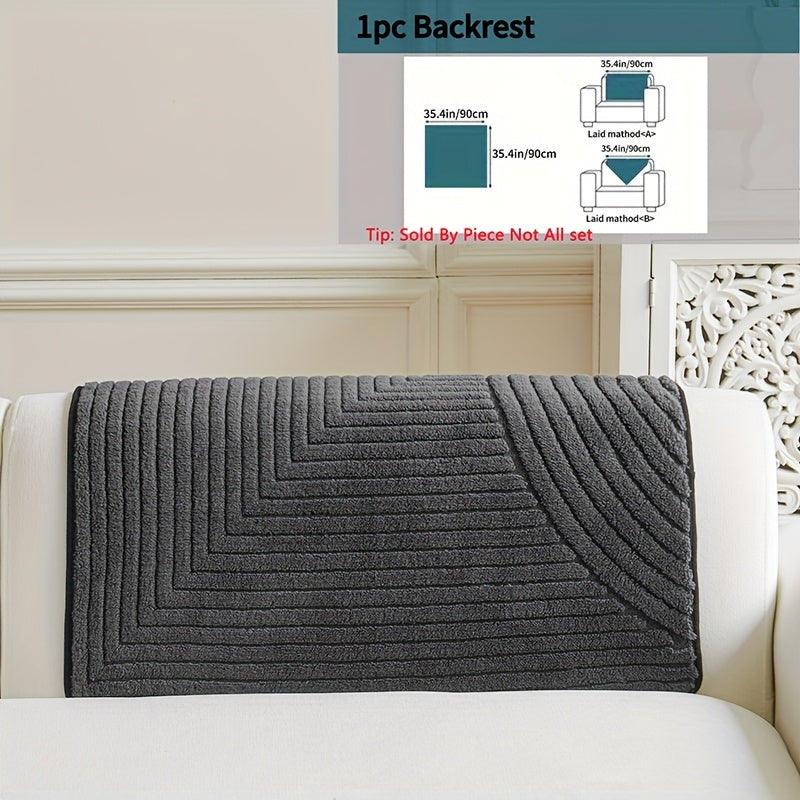 Housse de canapé en velours jacquard antidérapante d'esprit bohème, gros plan sur le tissu