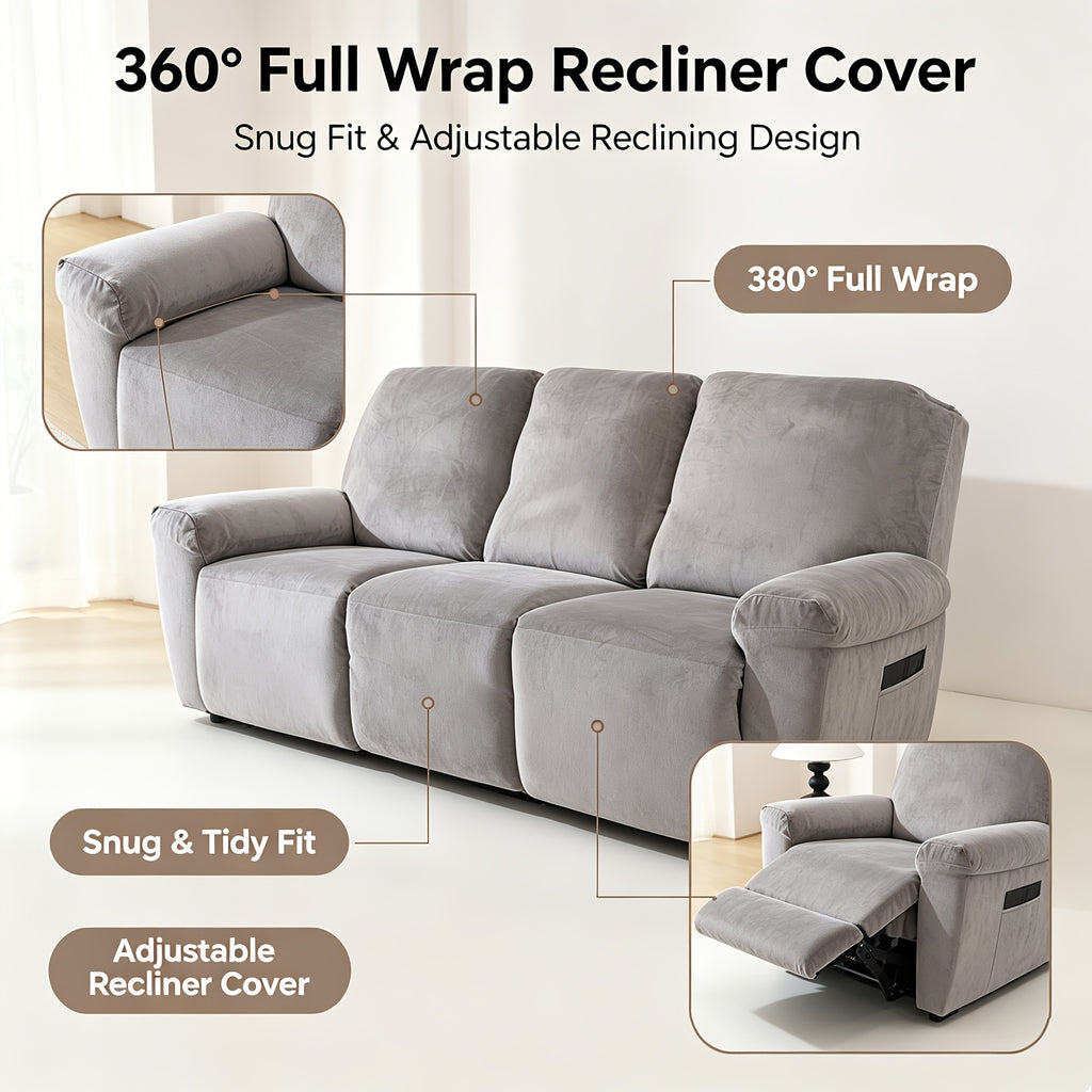 Housse de fauteuil extensible en velours antidérapante, vue de dos