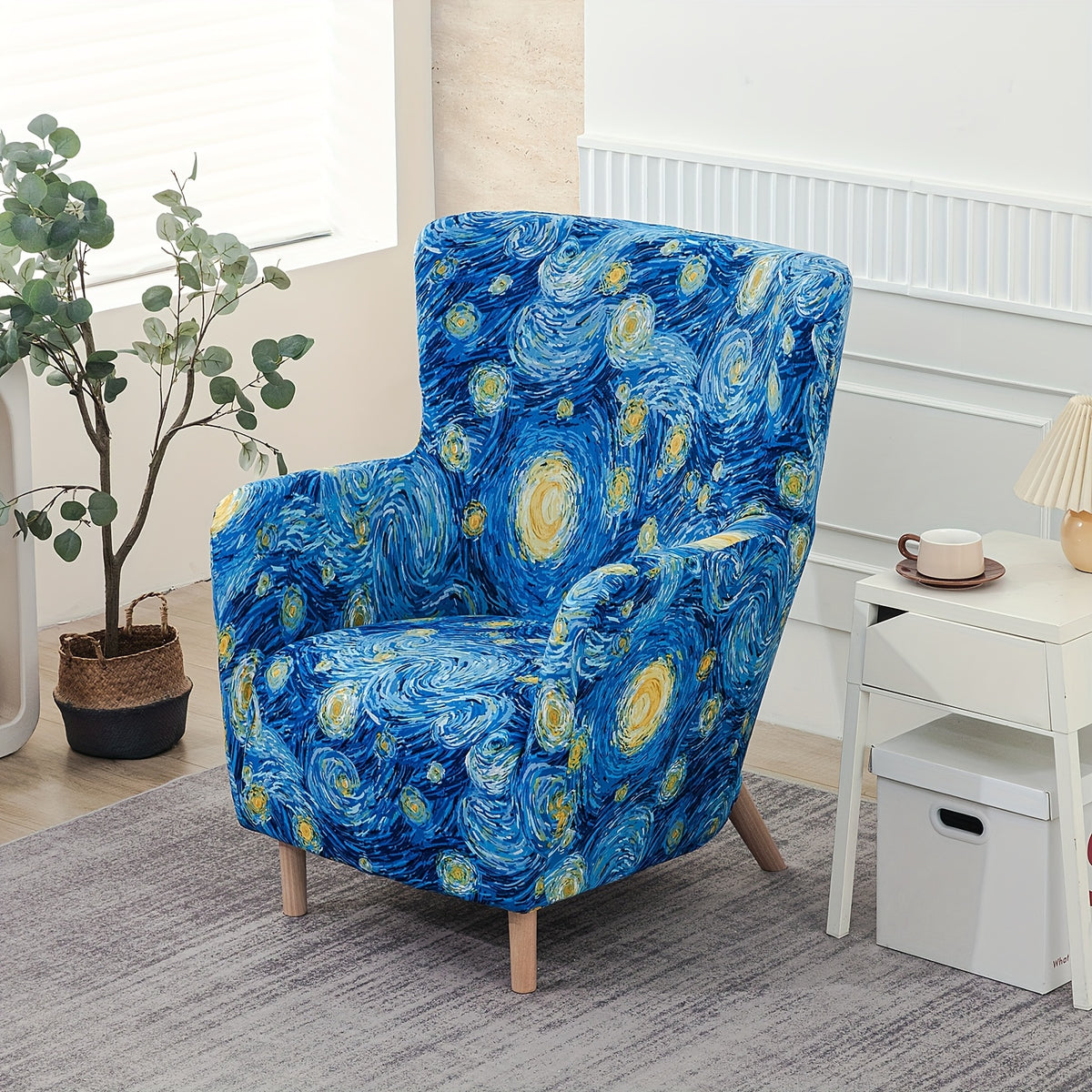 Housse de canapé extensible en fibre de lait d'esprit vintage, gros plan sur le tissu