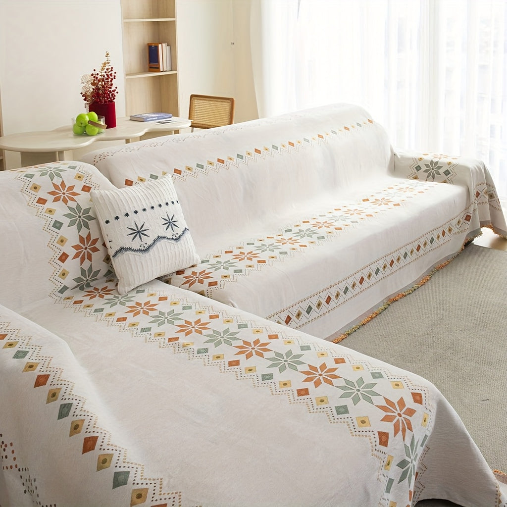 Housse de canapé épaisse en chenille en fils teints pour canapé d'angle, autre coloris