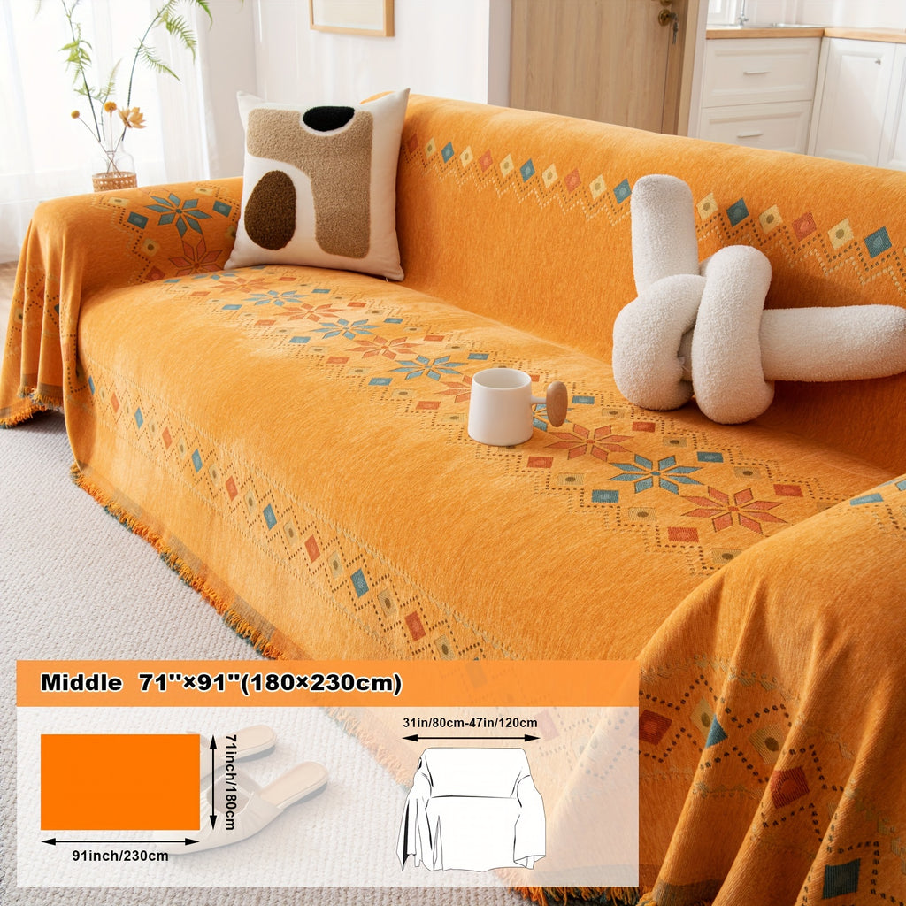 Housse de coussin en chenille jacquard, détail de la finition