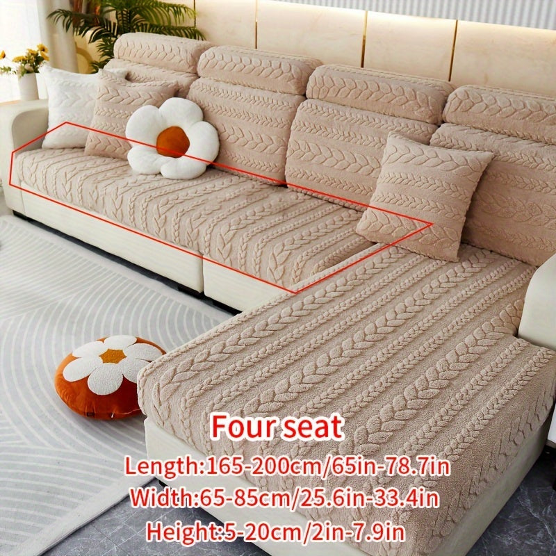 Housse de canapé extensible en velours jacquard antidérapante à housses, vue d'ensemble