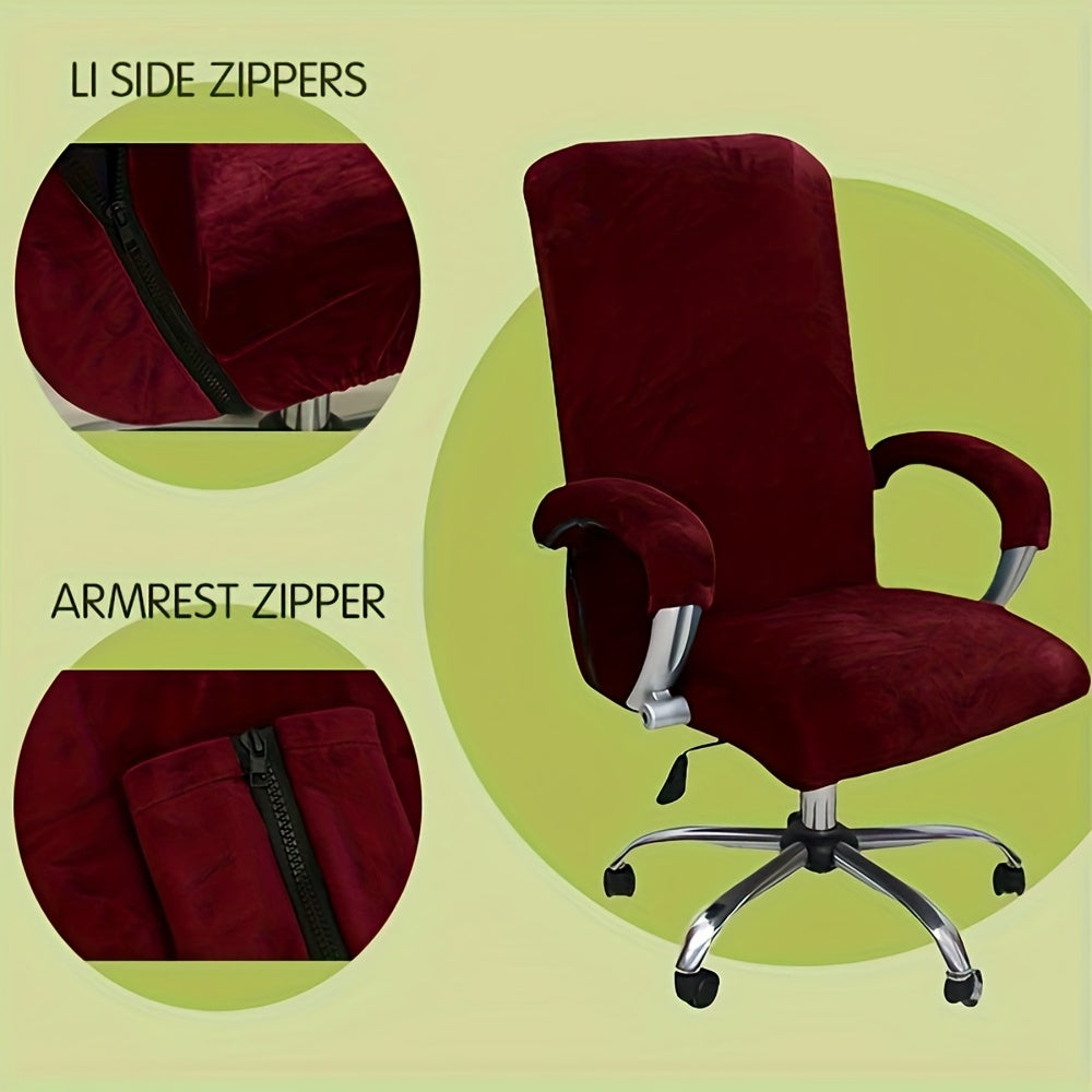 Housse de chaise extensible en velours à fermeture éclair, vue d'ensemble