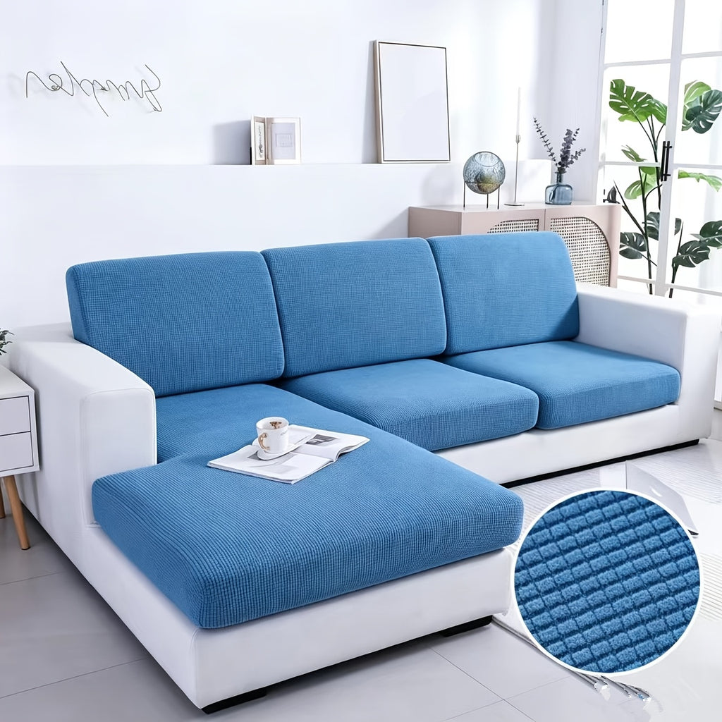 Housse de canapé extensible en velours côtelé jacquard antidérapante, mise en situation