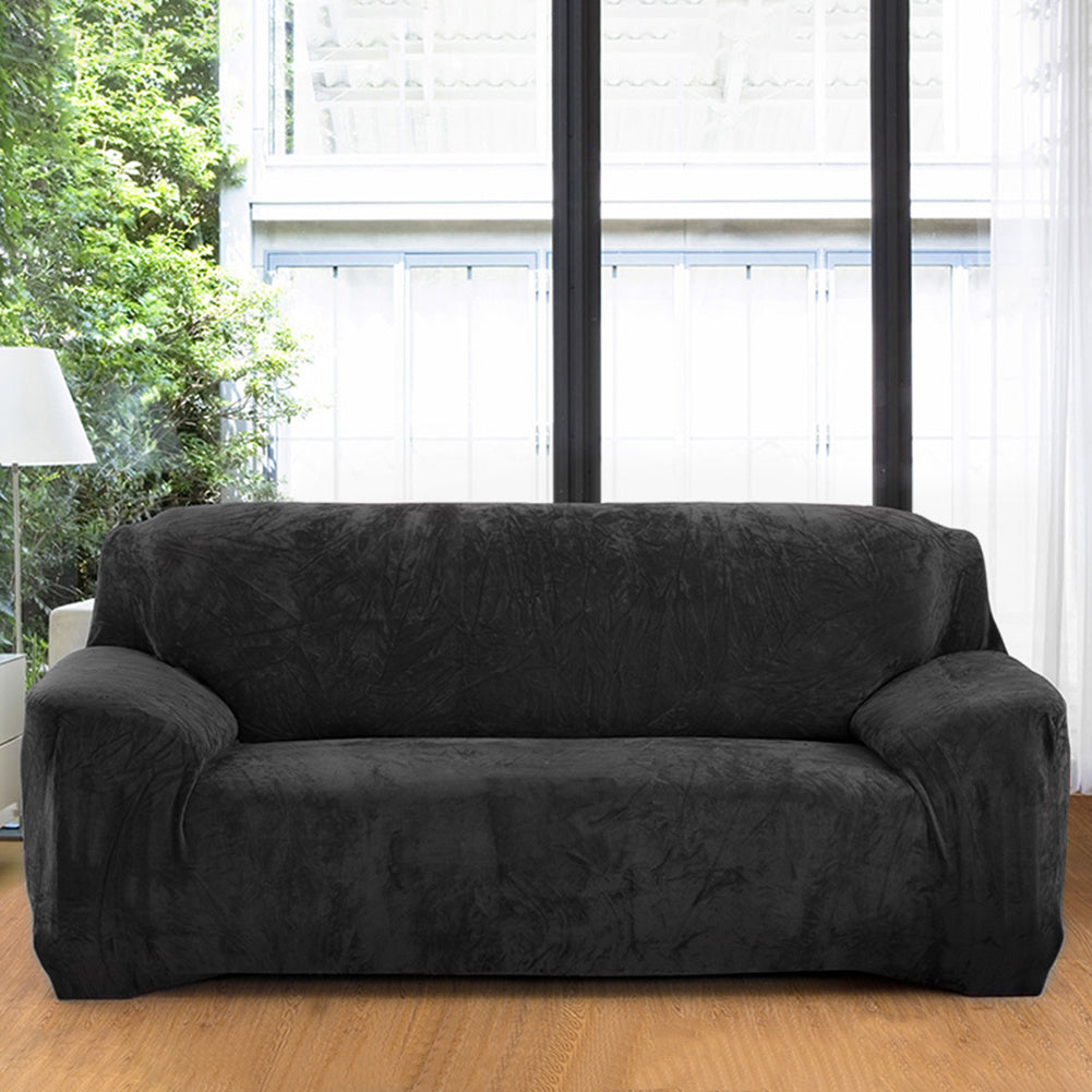 Housse de canapé épaisse extensible en peluche, mise en situation