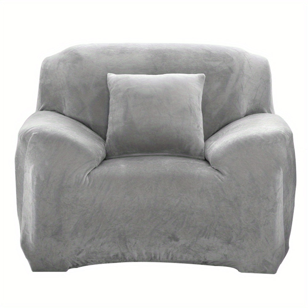 Housse de canapé épaisse extensible en peluche, vue de dos