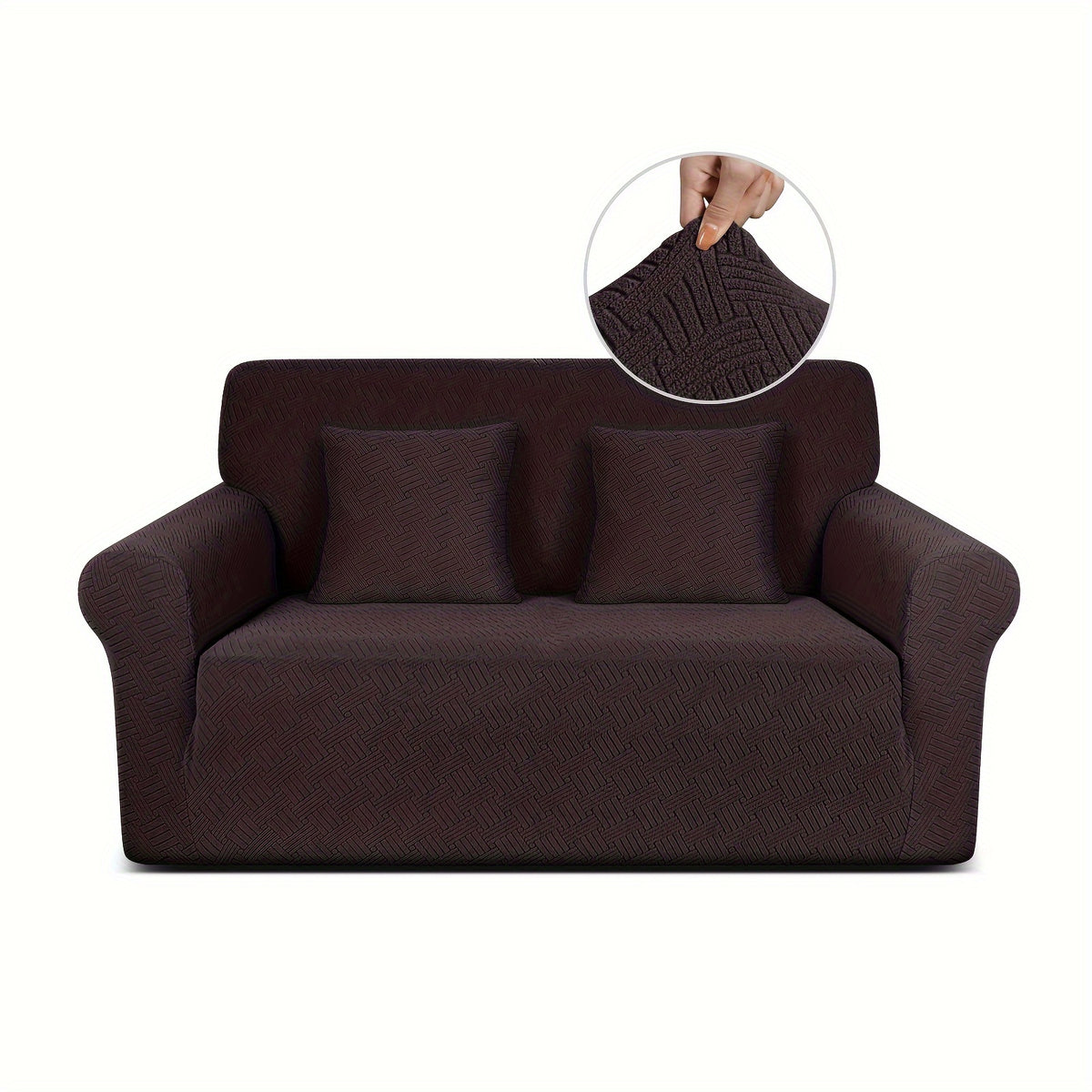 Housse de canapé épaisse extensible en polaire jacquard antidérapante, vue de dos