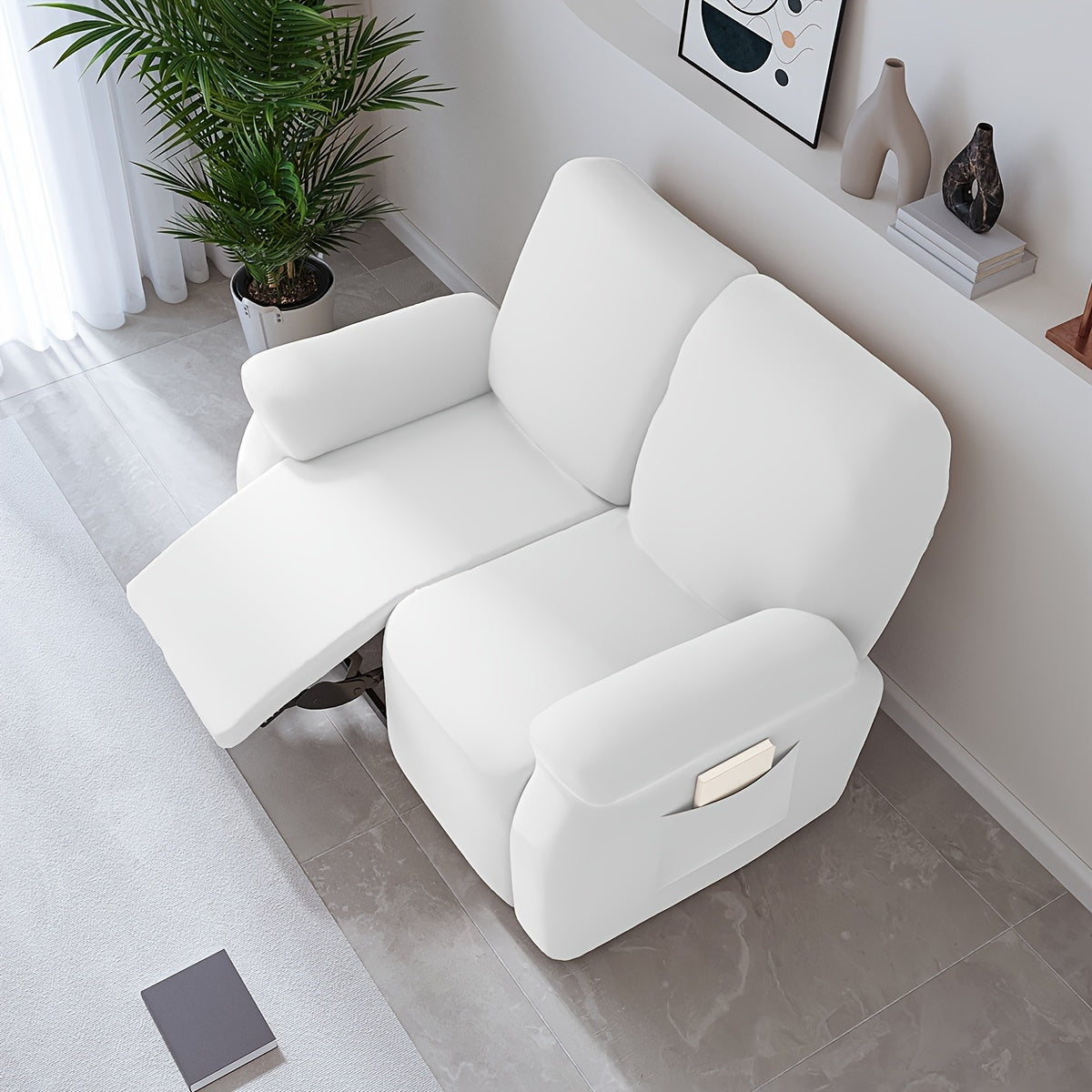 Housse de canapé extensible en fibre de lait, gros plan sur le tissu