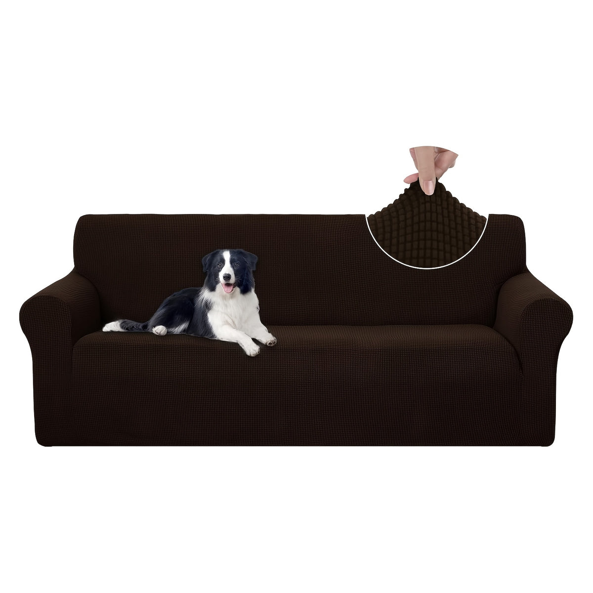 Housse de canapé extensible en polaire jacquard, mise en situation