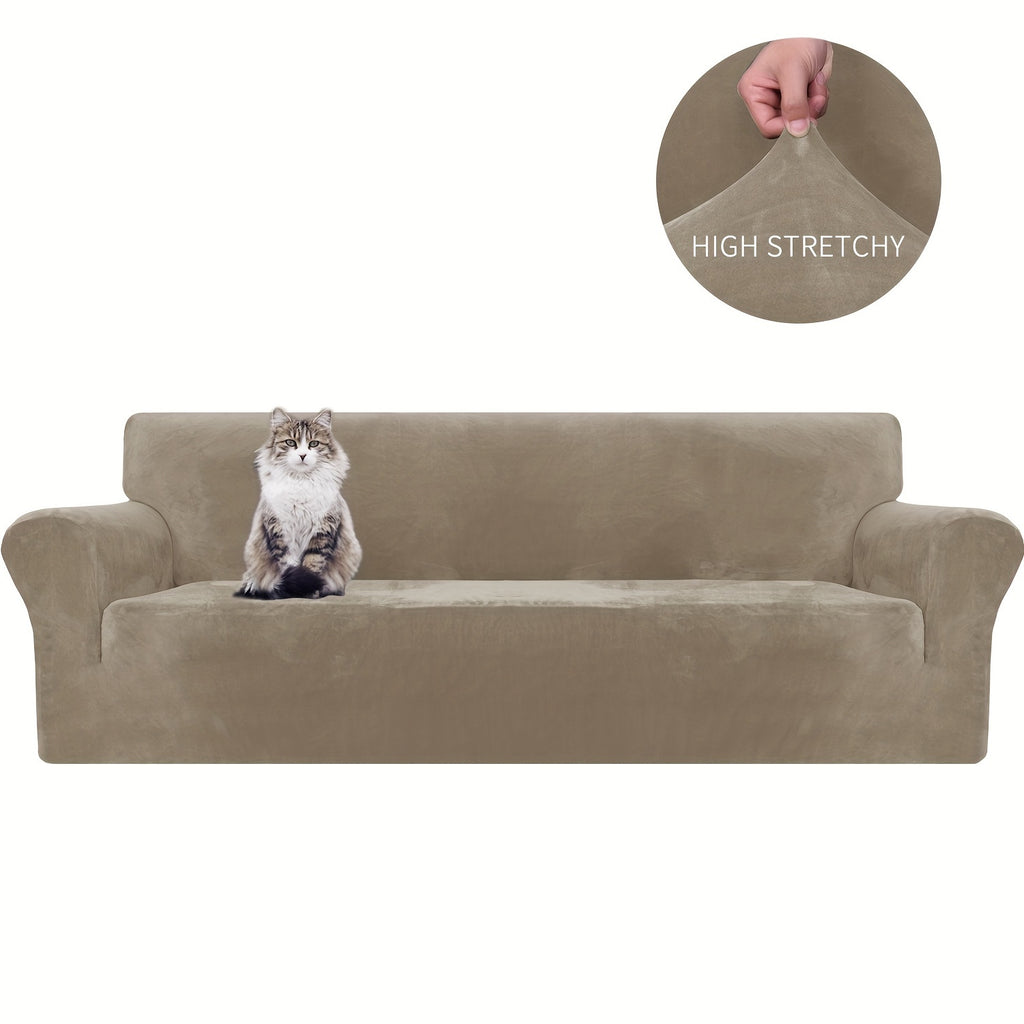 Housse de canapé extensible en velours jacquard antidérapante d'esprit vintage, housse posée
