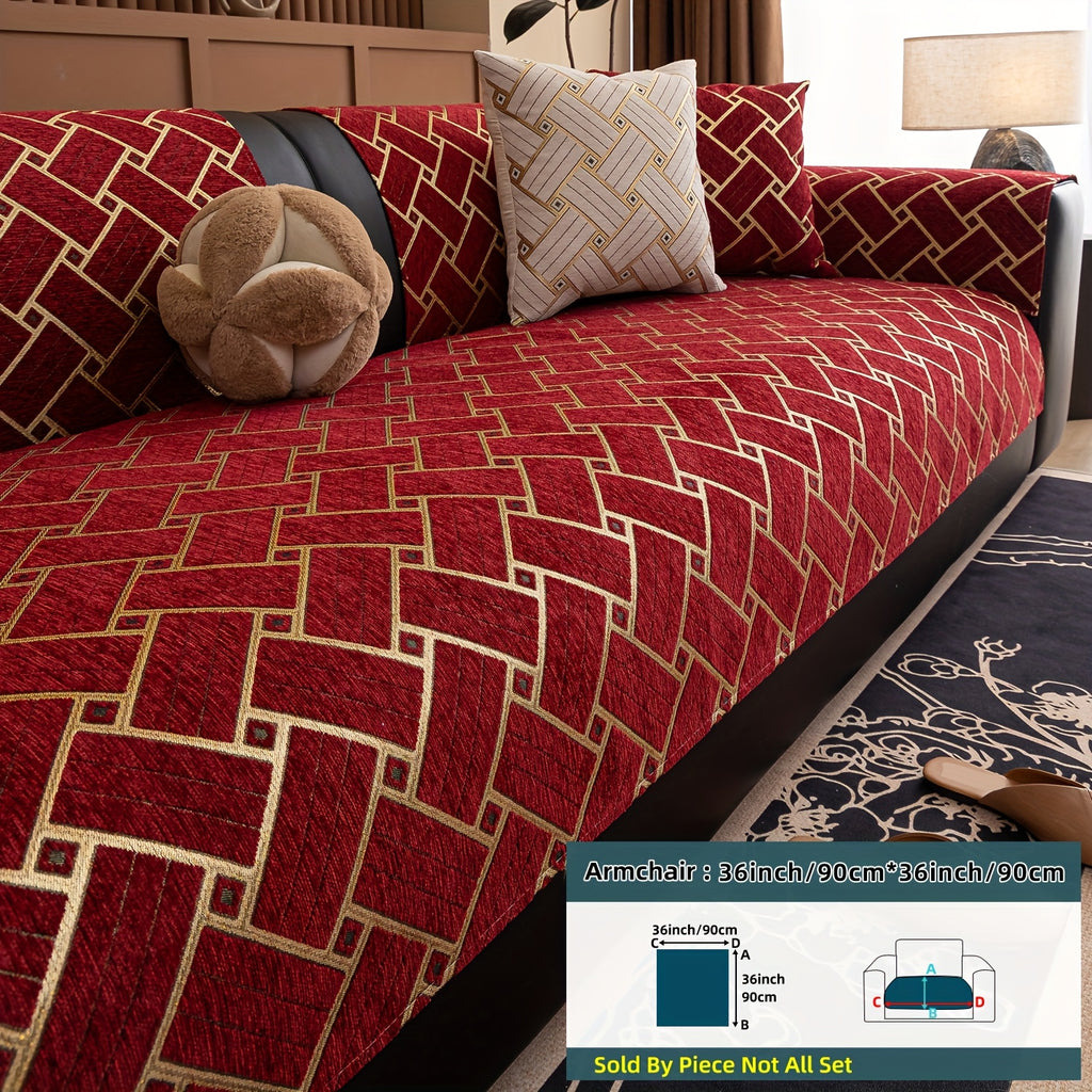 Housse de coussin en chenille antidérapante d'esprit bohème, housse posée
