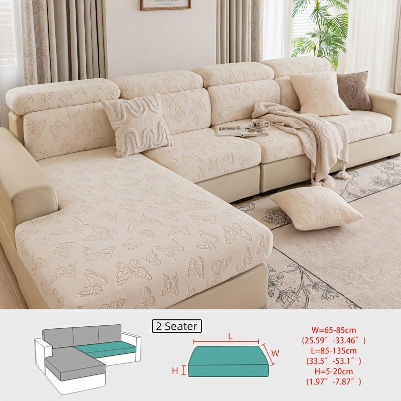 Housse de canapé extensible en polaire jacquard à rayures d'esprit bohème, compatible fauteuil, canapé deux places, canapé trois places Image