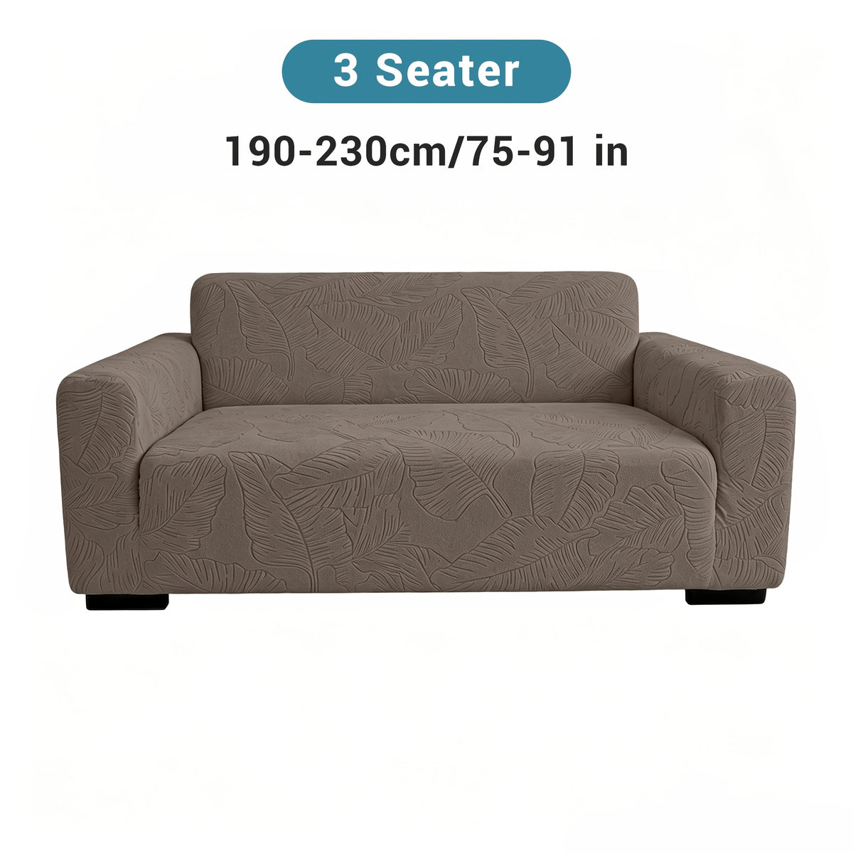 Housse de canapé extensible en polaire jacquard à motif feuillage, détail de la finition