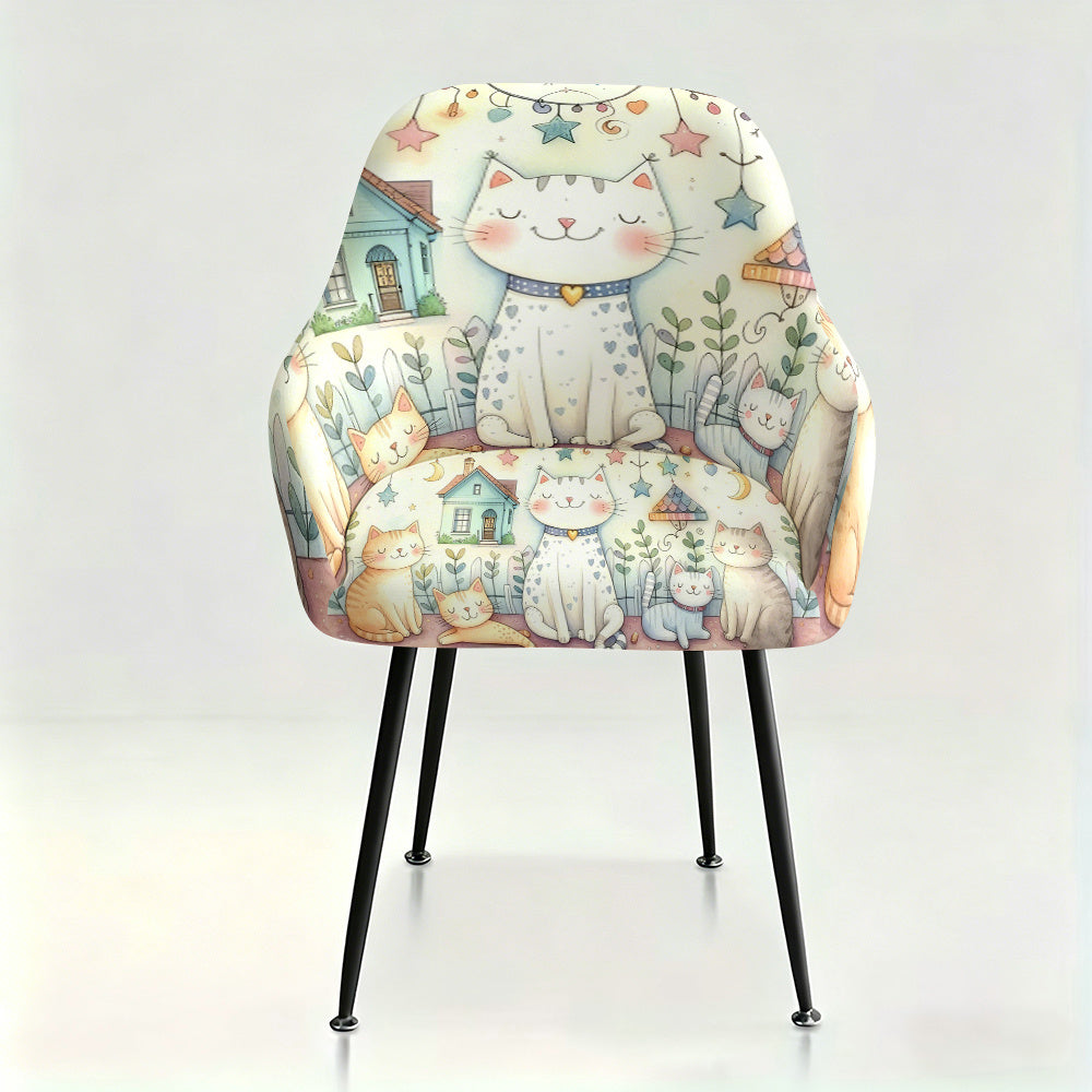 Housse de fauteuil extensible en fibre de lait imprimée au rendu glamour, vue d'ensemble